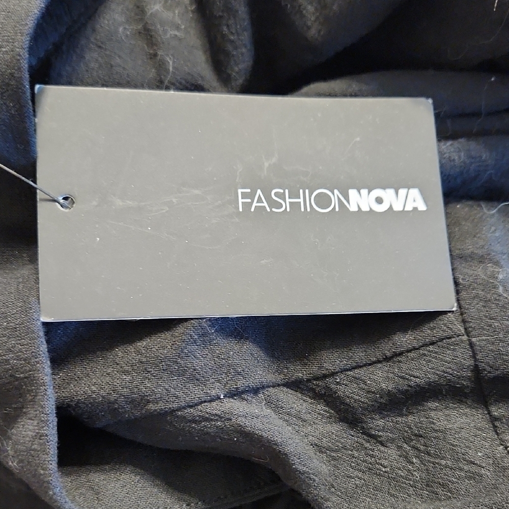 Fashion Nova Cutout Waist Shirt Dress – Collared Black Mini - Picture 14 of 16